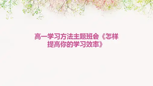 高一学习方法主题班会《怎样提高你的学习效率》
