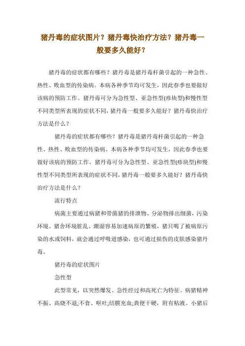 猪丹毒的症状图片？猪丹毒--快治疗方法？猪丹毒一般要多久能好？