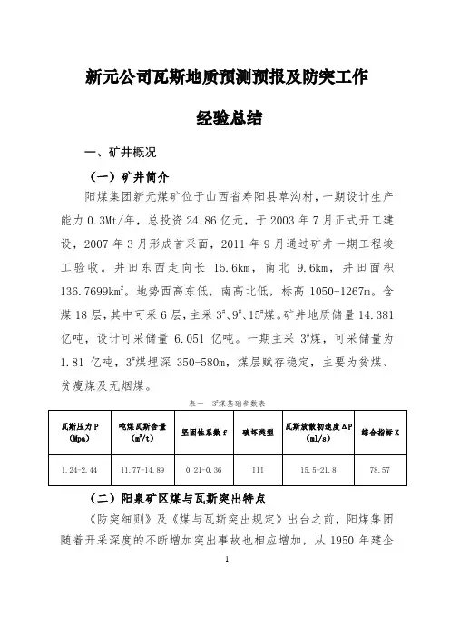 瓦斯地质预测预报及防突工作