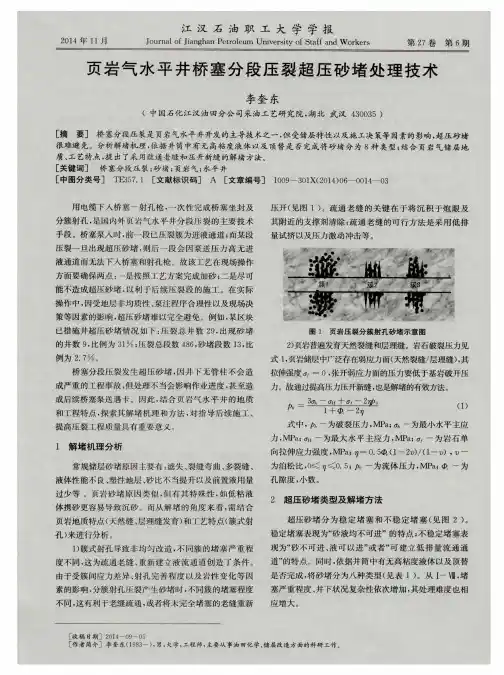 页岩气水平井桥塞分段压裂超压砂堵处理技术