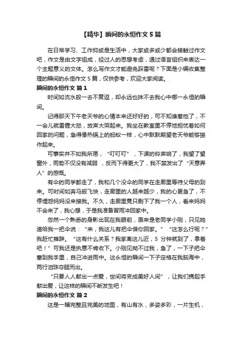 【精华】瞬间的永恒作文5篇