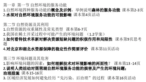 高中地理人教版(2019)选择性必修三第一章自然环境与人类社会复习(共21张ppt)