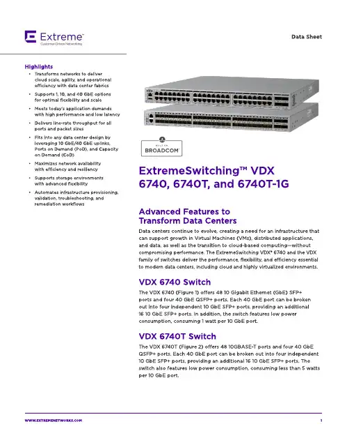 极限交换机VDX6740和VDX6740T产品介绍说明书