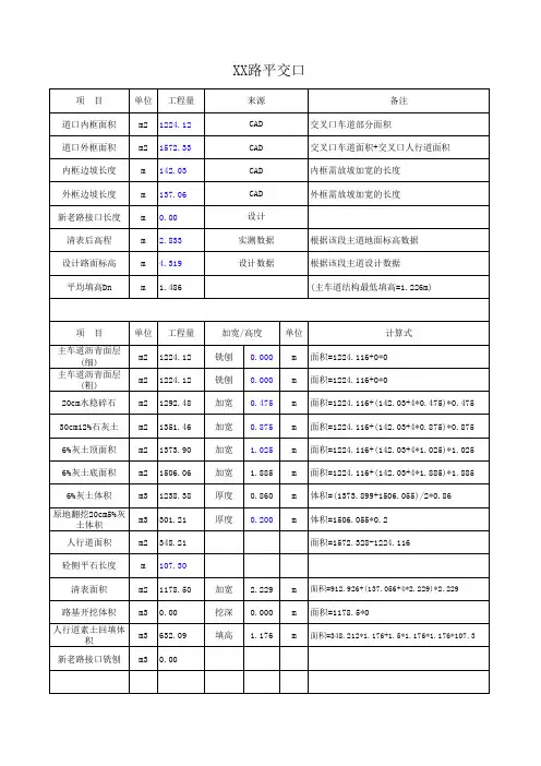 市政道路平交口工作量计算