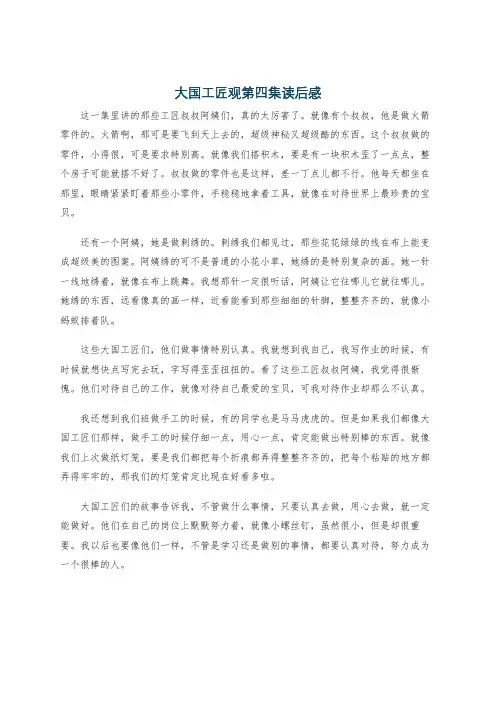 大国工匠观第四集读后感