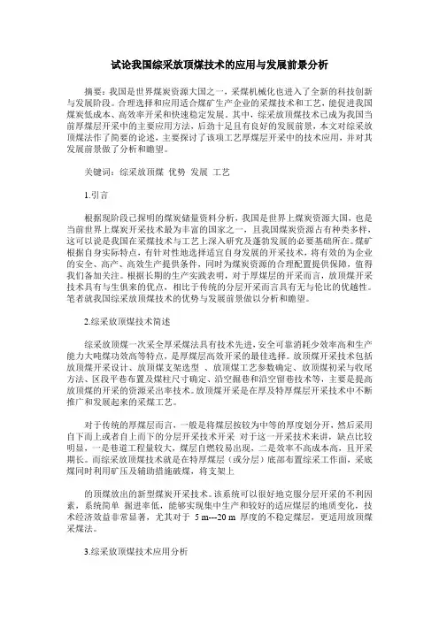 试论我国综采放顶煤技术的应用与发展前景分析