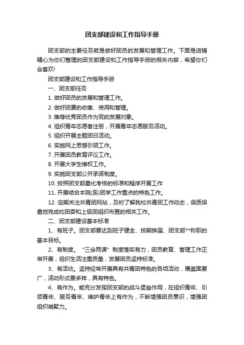 团支部建设和工作指导手册