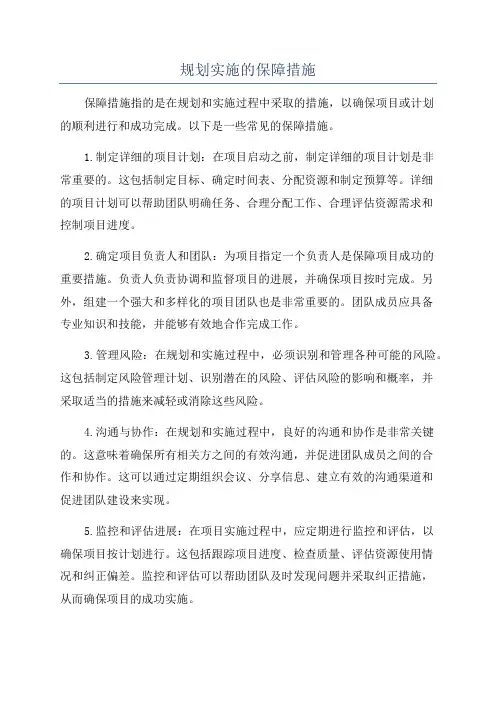规划实施的保障措施