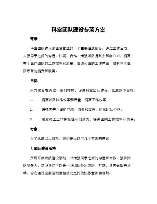 科室团队建设专项方案