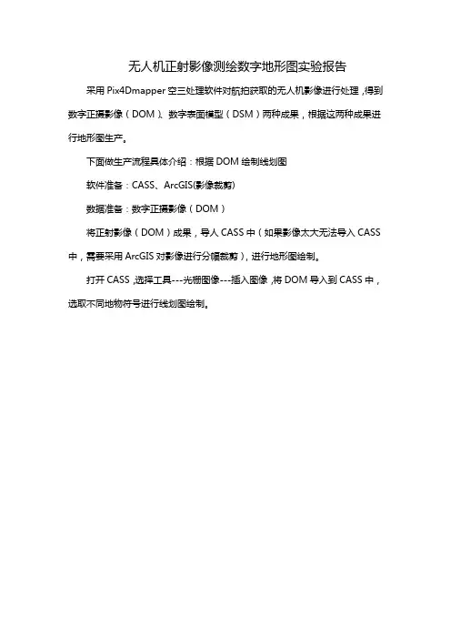 无人机正射影像测绘数字地形图实验报告