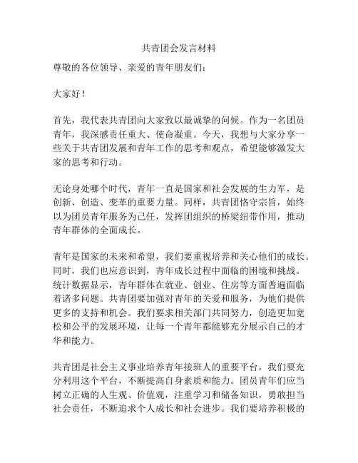 共青团会发言材料