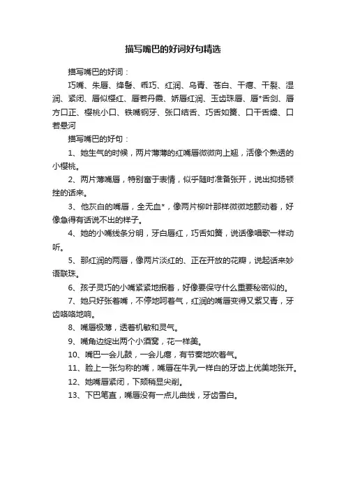 描写嘴巴的好词好句精选