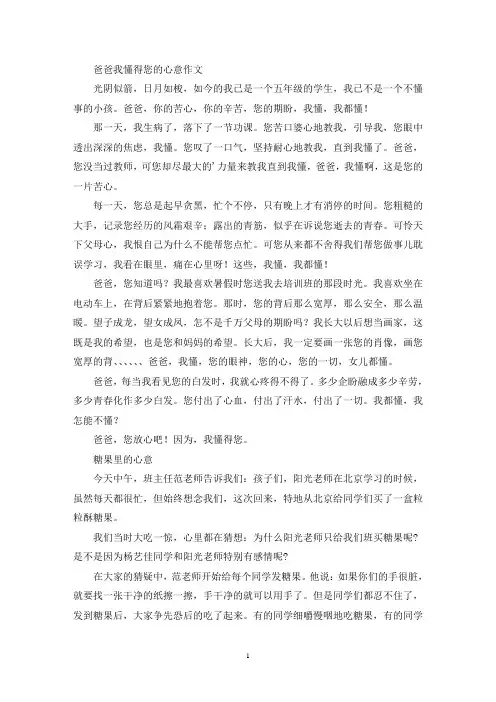 精选爸爸我懂得您的心意作文