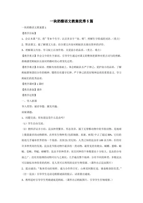 一块奶酪语文教案优秀5篇