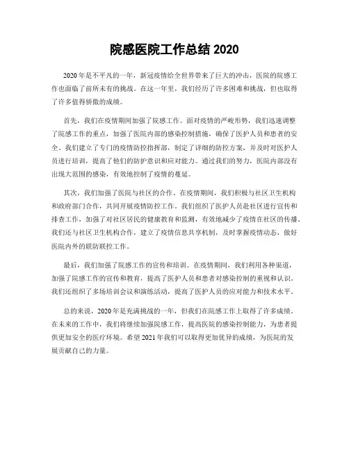 院感医院工作总结2020