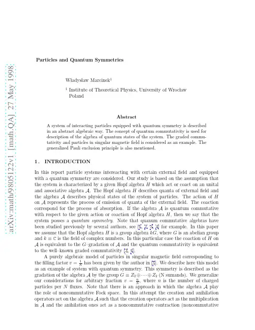 Particles and Quantum Symmetries