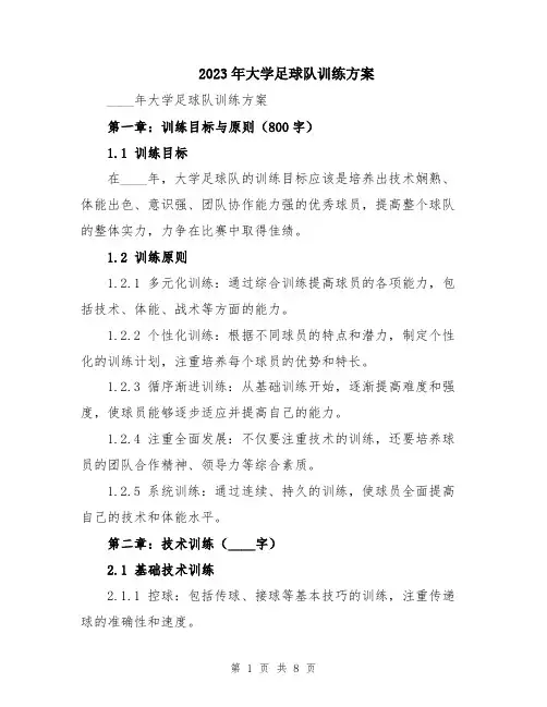 2023年大学足球队训练方案