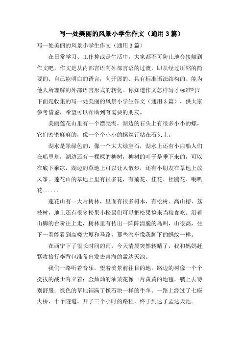 写一处美丽的风景小学生作文(通用3篇)