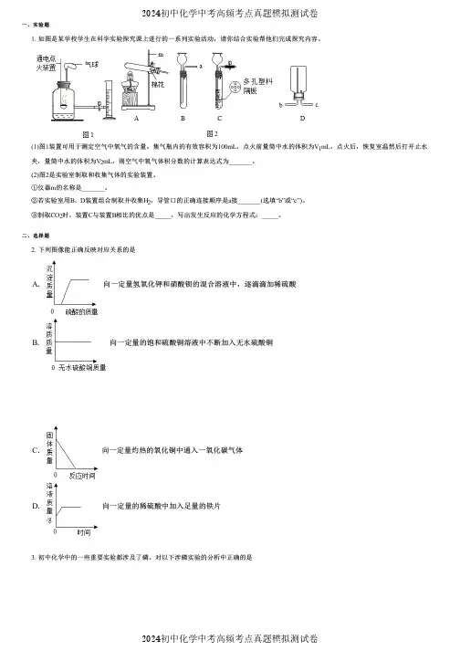 2024初中化学中考高频考点真题模拟测试卷 (2534)