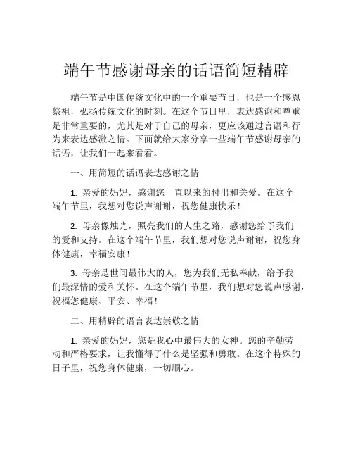 端午节感谢母亲的话语简短精辟