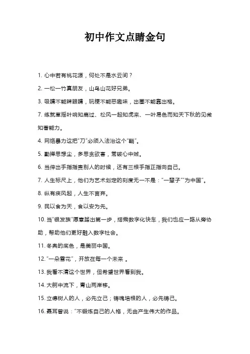 初中作文点睛金句