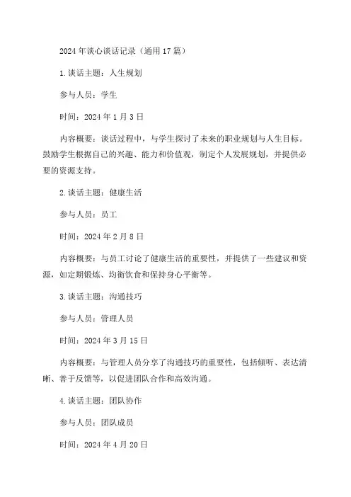 2024年谈心谈话记录