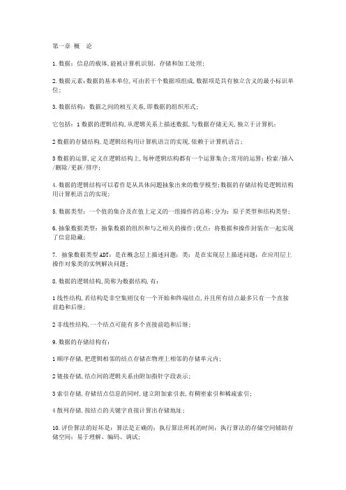 数据结构复习笔记
