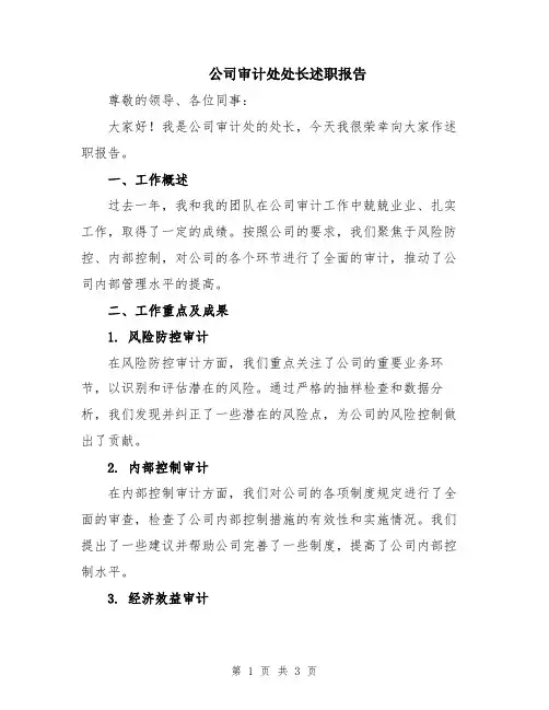 公司审计处处长述职报告