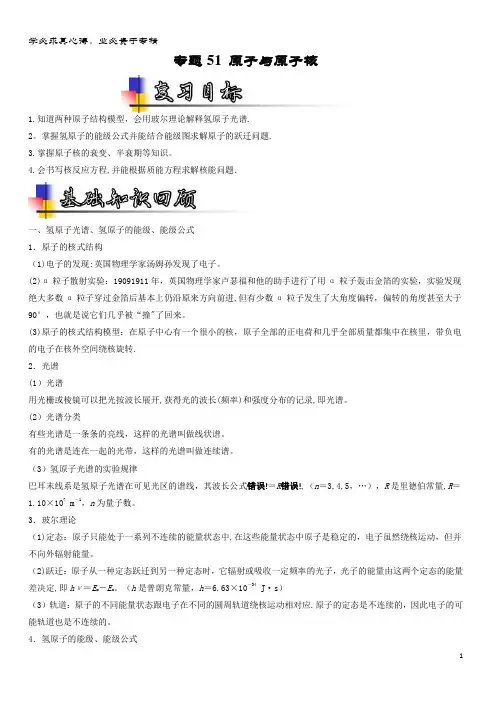 物理一轮复习 专题51 原子与原子核(讲)(含解析)