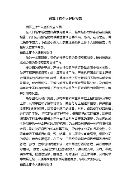 预算工作个人述职报告5篇