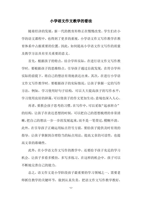 小学语文作文教学的看法