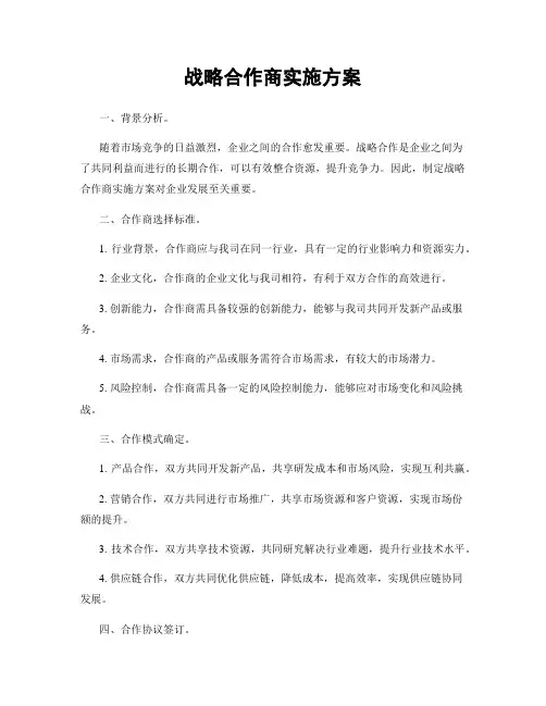 战略合作商实施方案