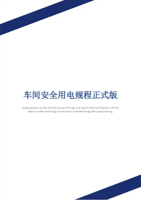 车间安全用电规程正式版