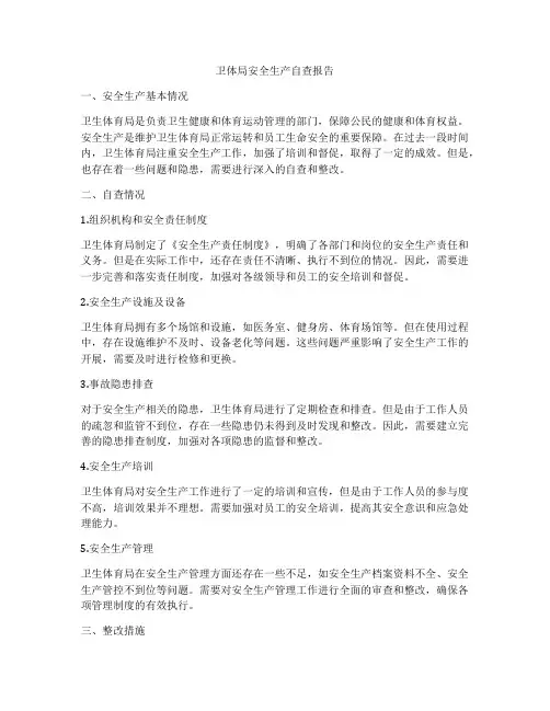卫体局安全生产自查报告