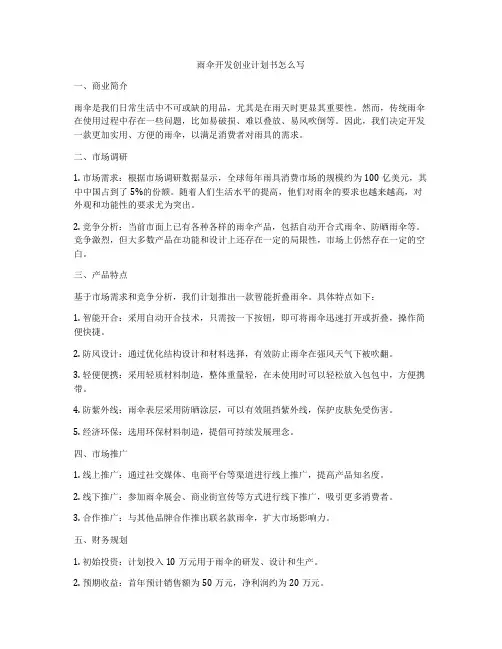 雨伞开发创业计划书怎么写