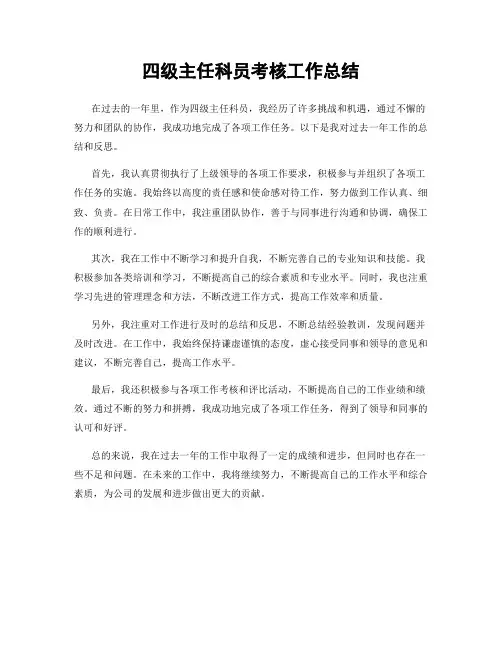 四级主任科员考核工作总结