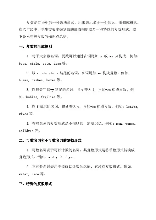 六年级复数的知识点总结