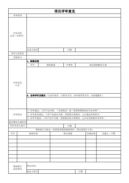 3《项目评审意见》范本