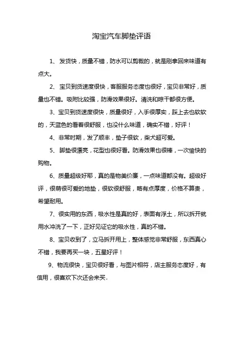 淘宝汽车脚垫评语