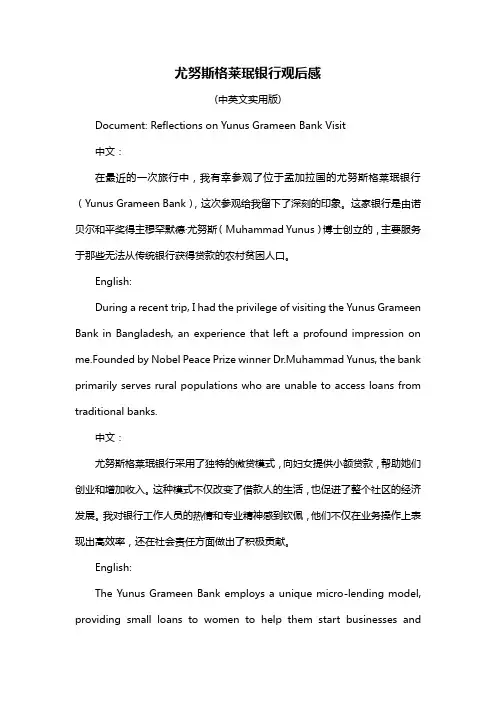 尤努斯格莱珉银行观后感