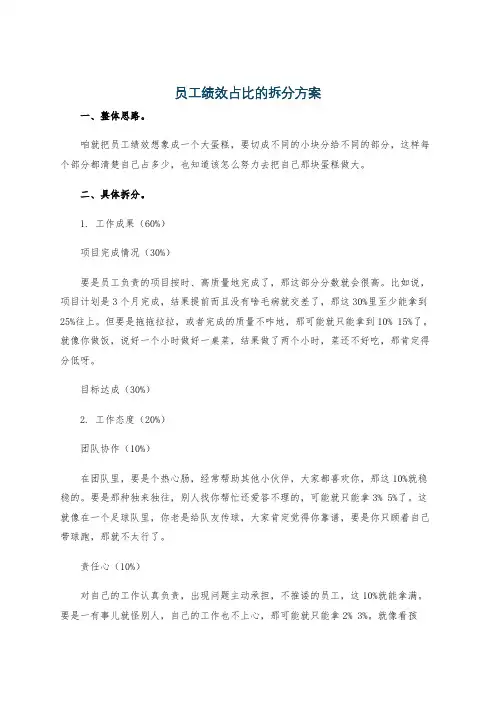员工绩效占比的拆分方案