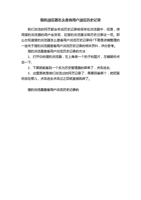 猎豹浏览器怎么查看用户浏览历史记录