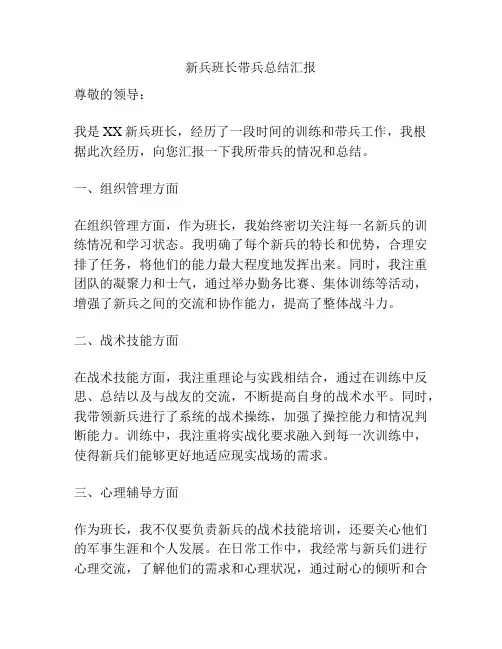 新兵班长带兵总结汇报