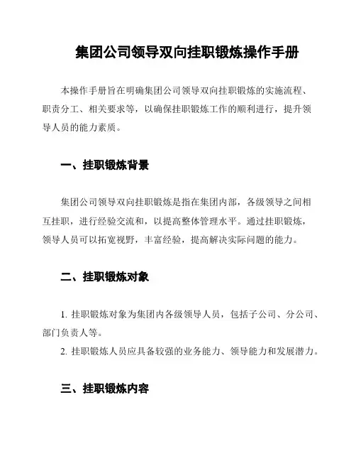 集团公司领导双向挂职锻炼操作手册