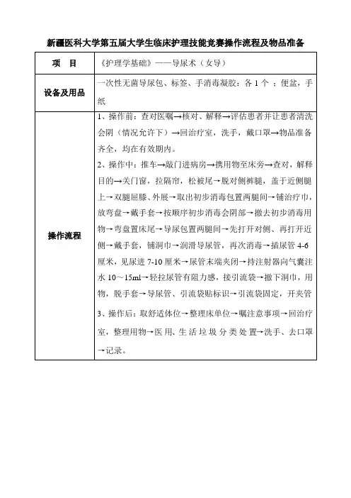 导尿操作流程和用物