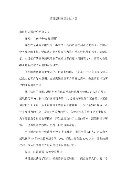 微商培训课后总结六篇