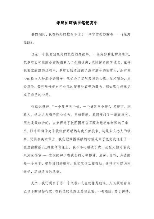 绿野仙踪读书笔记高中(六篇)