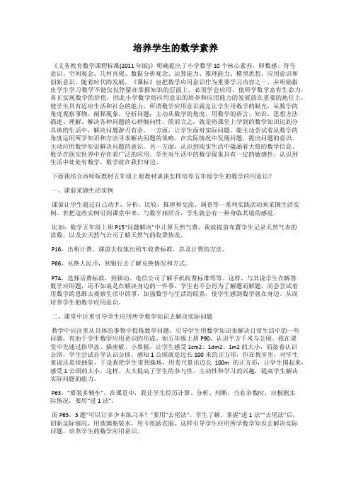 培养学生的数学素养