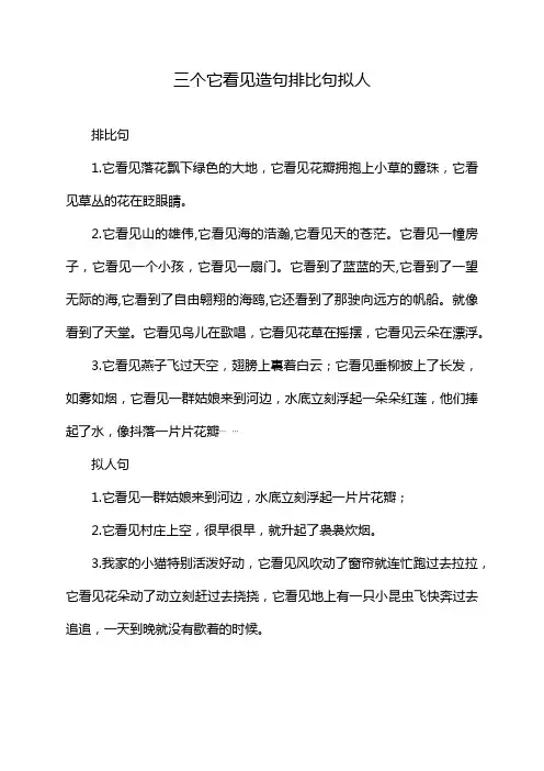 三个它看见造句排比句拟人