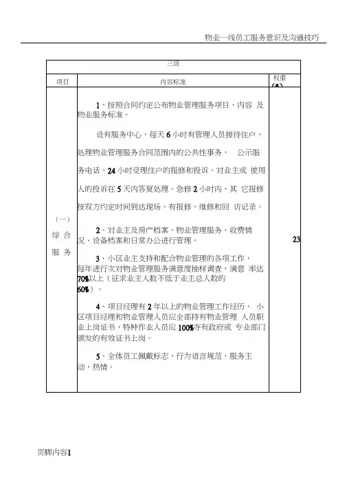 物业三级服务标准